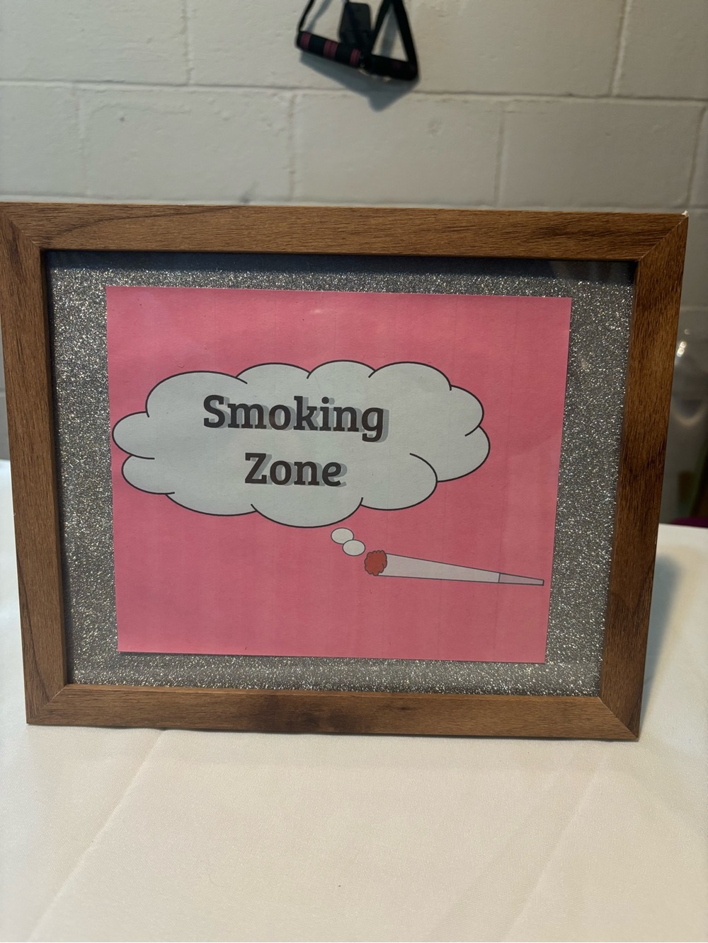 Wood Frame with Pink "Smoking Zone" Sign - Home Accents